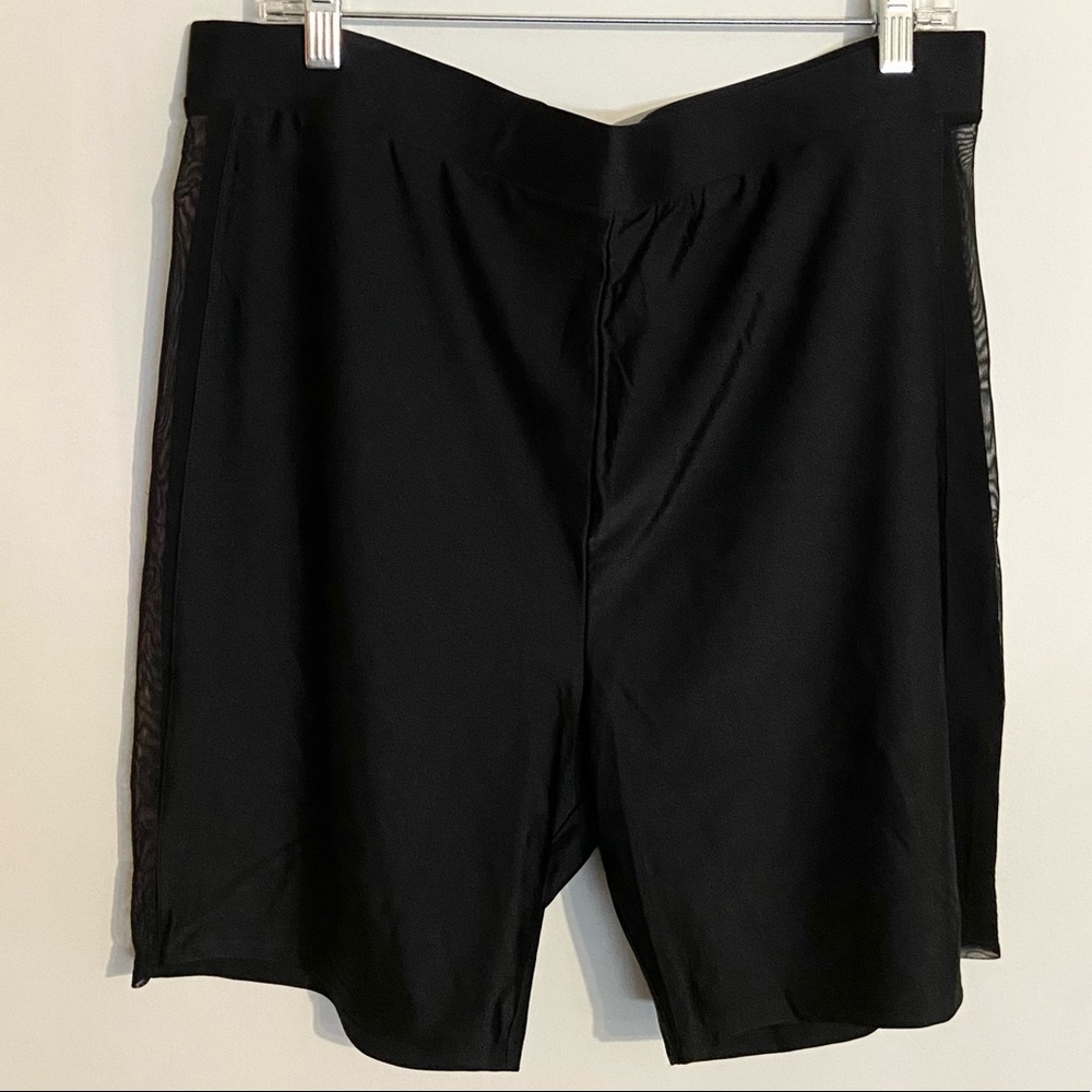 Plus Size Mesh Inset Biker Shorts - Picture 2 of 4